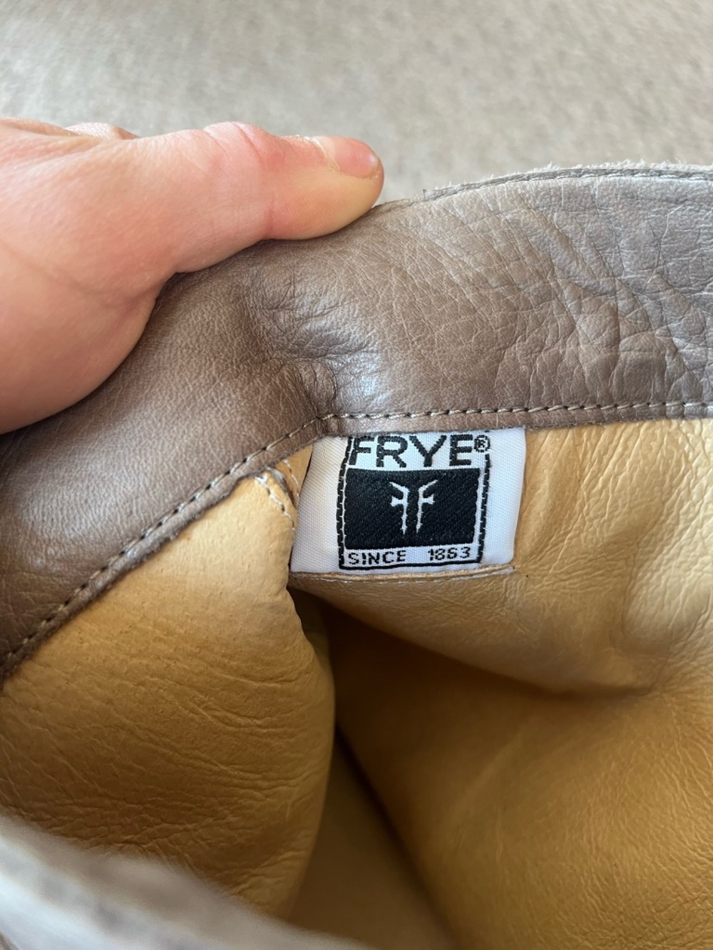 DAMAGED Frye Knee High Grey Boots Side Zip Buckle Mexico Made Leather Boots - Picture 8 of 10